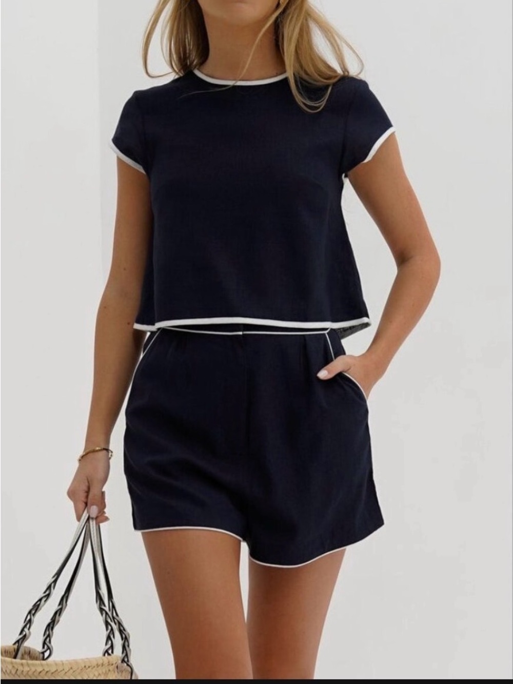 Commence linen navy set small